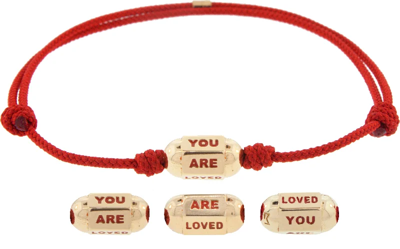 YOU ARE LOVED Hexagon Bolt Bead on a Cord Bracelet