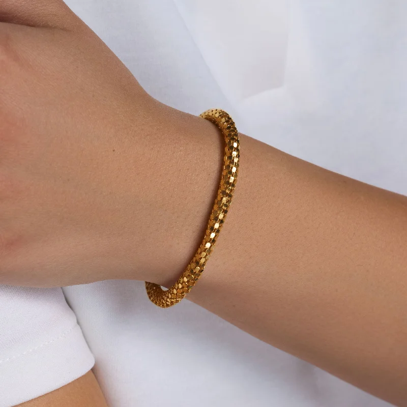 Final Price-Silver 925 Gold Plated Skinny Snake Skin Italian Bracelet - ITB00017GP