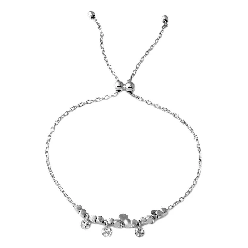 Rhodium Plated 925 Sterling Silver Circe Hoop with Dangling Confetti Lariat Bracelet - DIB00023RH