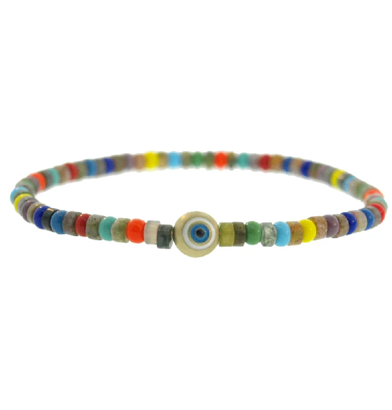 Round Enameled Evil Eye Ball Beaded Bracelet