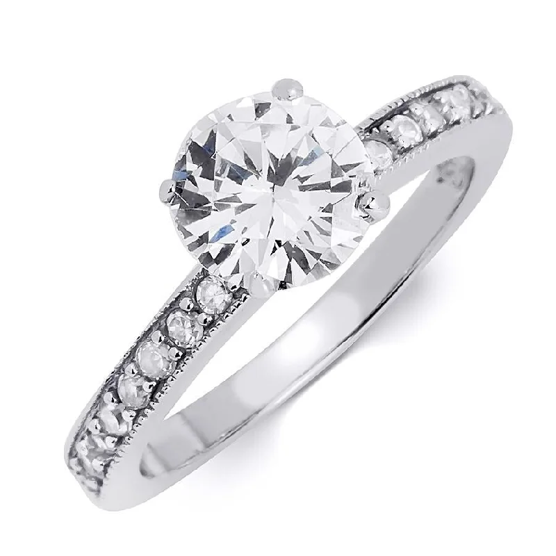 Sterling Silver 1.00 Ct Round Cut Bridal Engagement Ring