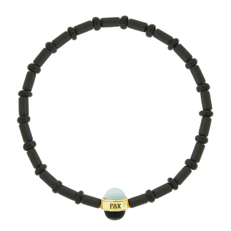 PAX Cabochon Bead on Onyx Bead Bracelet