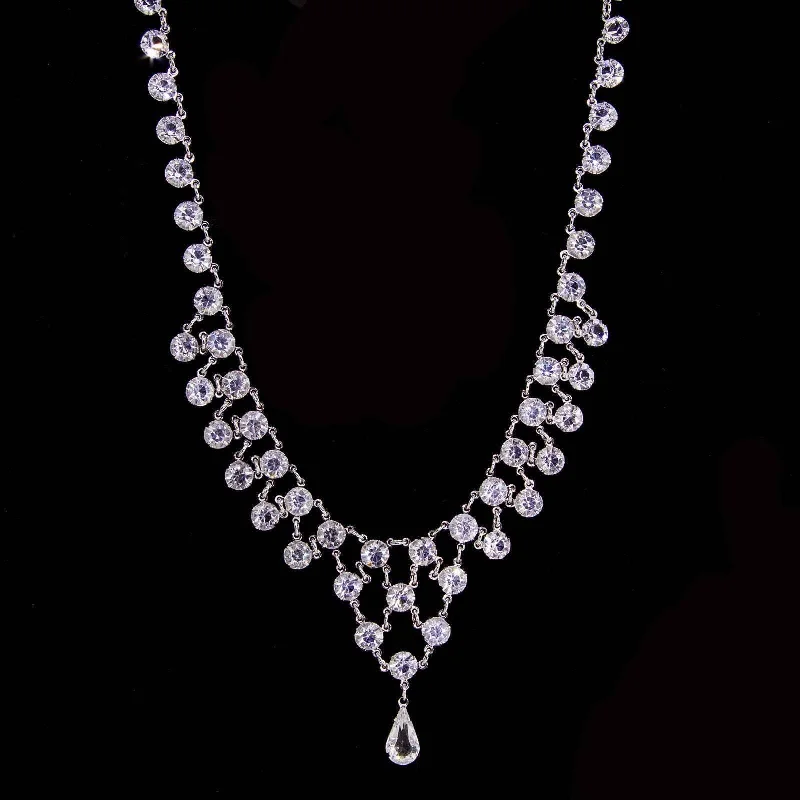 1928 Jewelry Tear Drop Austrian Crystal Necklace 15"