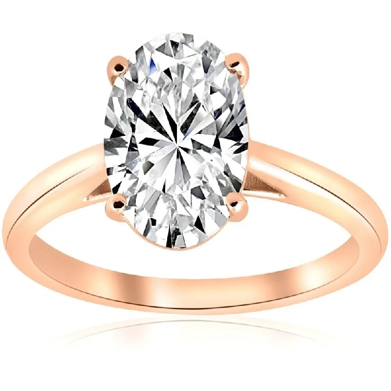 2ct Oval Cut Diamond Solitaire Engagement Ring 14k Rose Gold Lab Grown