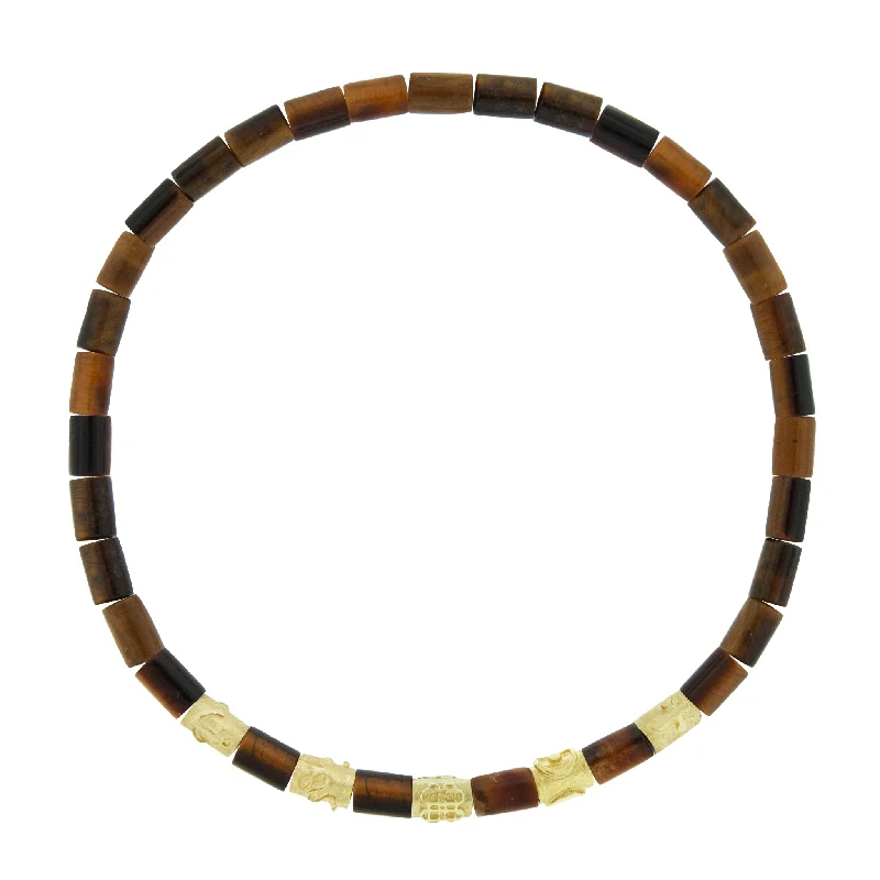 Symbol Spacers on Tiger's Eye Bead Bracelet