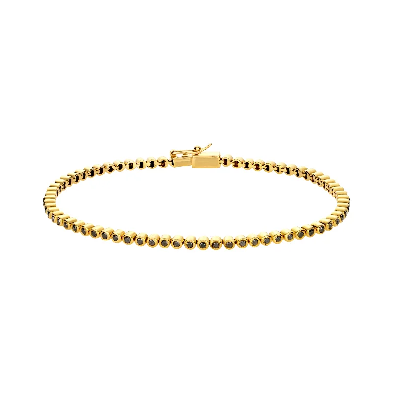 Gold Tennis Bracelet with Black Diamonds