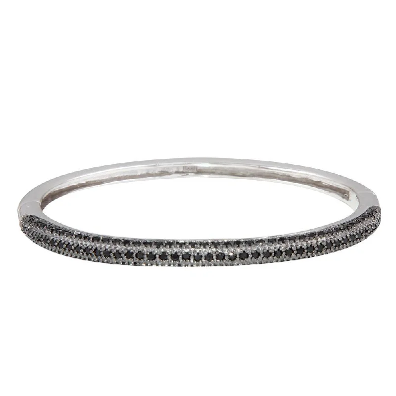 Silver 925 Black Rhodium Plated CZ Bangle Bracelet - BGG00018BLACK