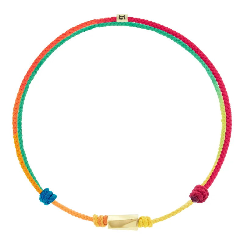 Large Twisted Hexagon on Rainbow Cord Bracelet