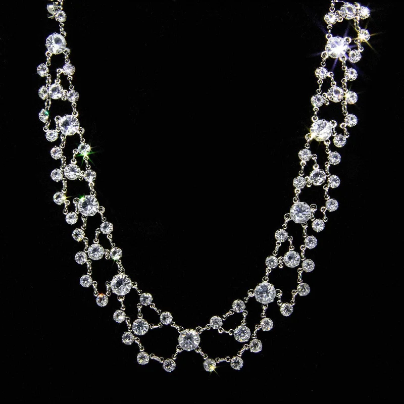 1928 Jewelry Round Vintage Austrian Crystal Collar Necklace 15"