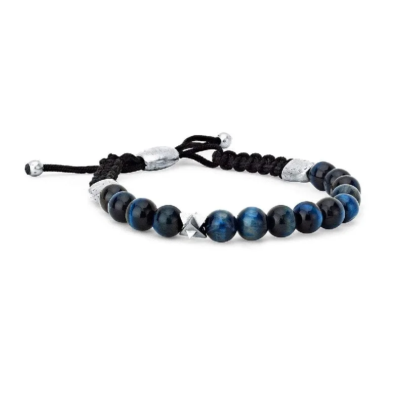 LH x JA Akasha Blue Tiger's Eye Mala Bead Bracelet with Silver | Ready to Ship