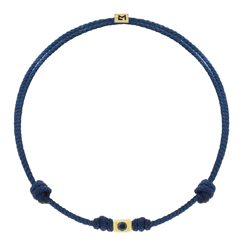 Blue Sapphire Corrugated Ingot on Cord Bracelet