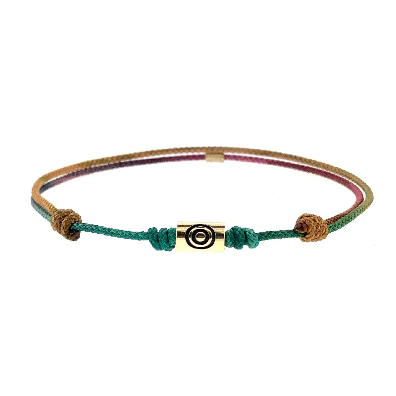 Antiqued Evil Eye Short Tube on Cord Bracelet