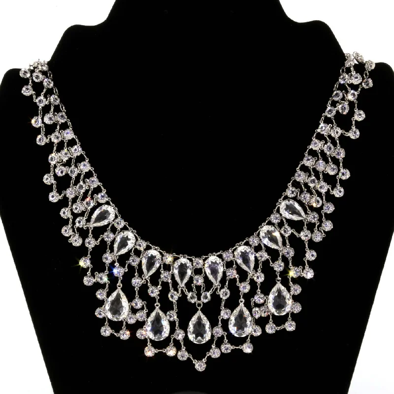 1928 Jewelry Austrian Crystal Statement Bib Necklace 14.5" + 3" Extender