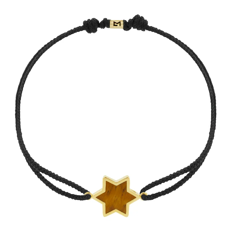 Tiger's Eye Star on Black Cord Bracelet