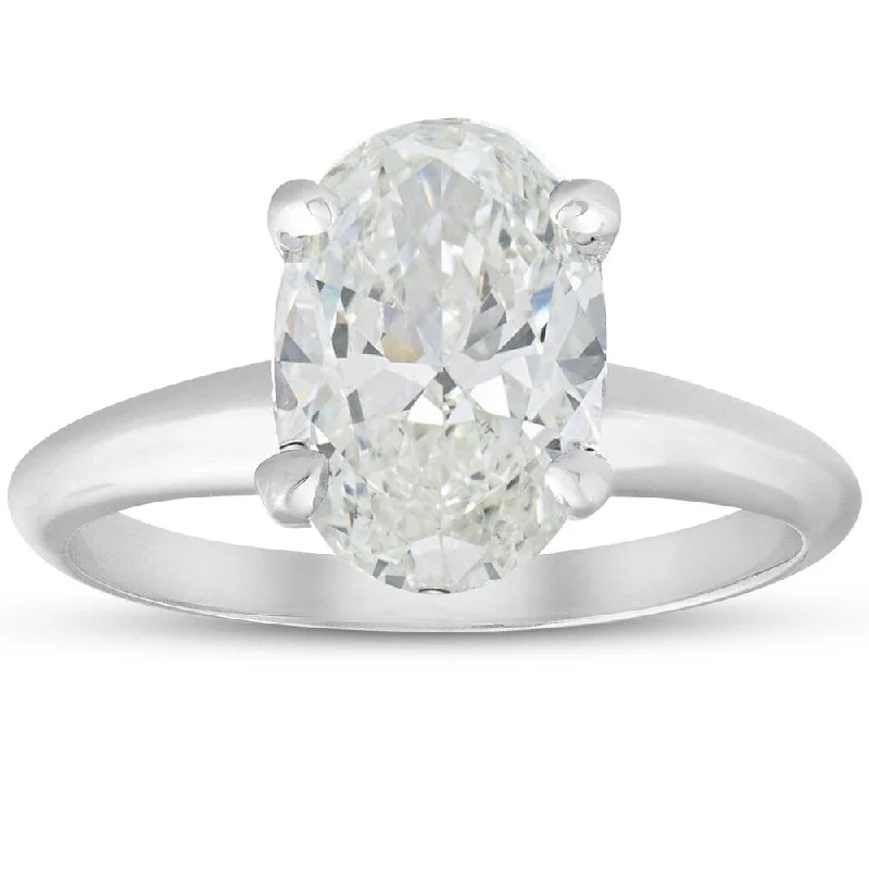 Pompeii3 14k White Gold 2.80ct Oval Diamond Solitaire Engagement Ring Clarity Enhanced