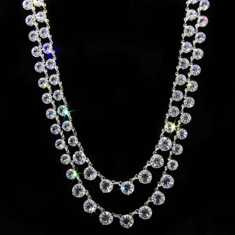 1928 Jewelry Vintage Austrian Crystal Double Strand Necklace 12.5" + 3" Extender