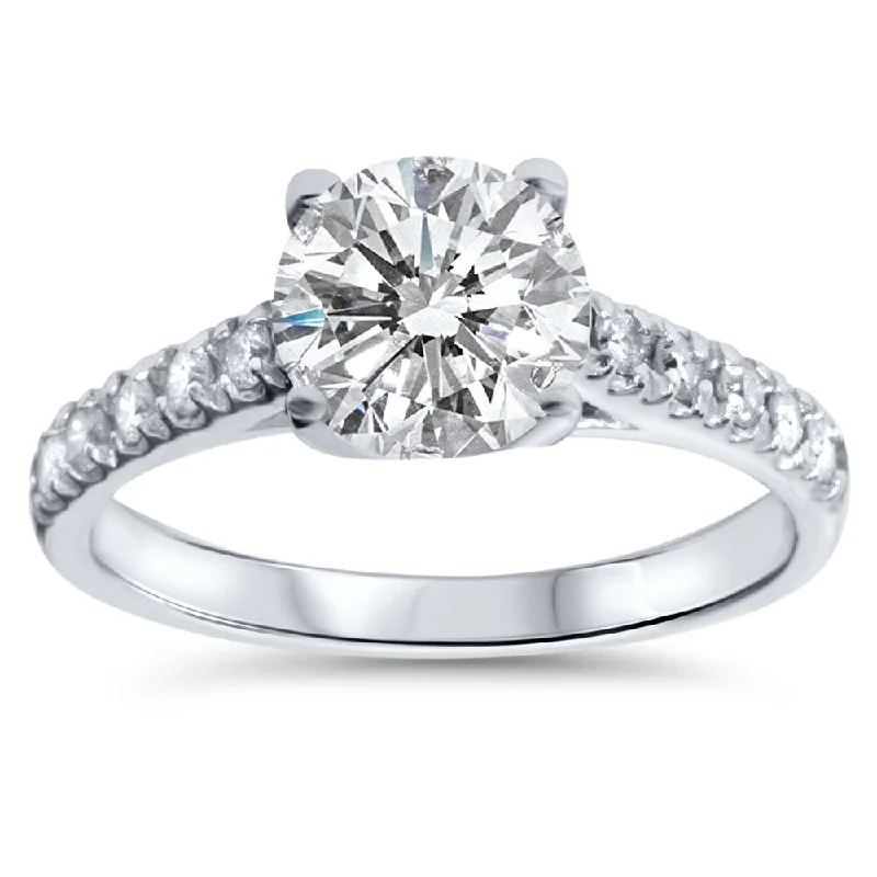 14k White Gold 2 1/4ct TDW Diamond Clarity Enhanced Engagement Ring