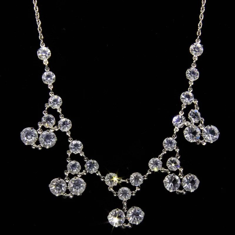 1928 Jewelry Round Brilliant Genuine Austrian Crystal Drop Necklace 15"