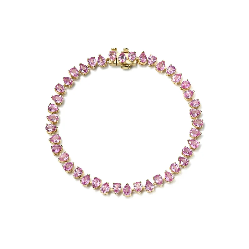 Baby Reverse Water Drop Pink Sapphire Tennis Bracelet