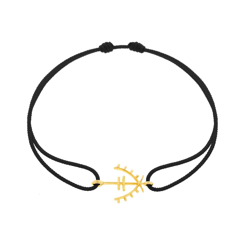 Small Moor Protection Symbol on a Black Cord Bracelet