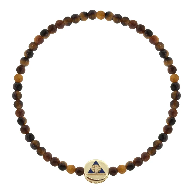 Light of the Majestic Enameled Small Disk on Tiger's Eye Beaded Bracelet