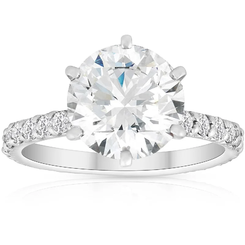 I/VS2 3.75Ct Diamond Engagement Ring 14k White Gold Lab Grown