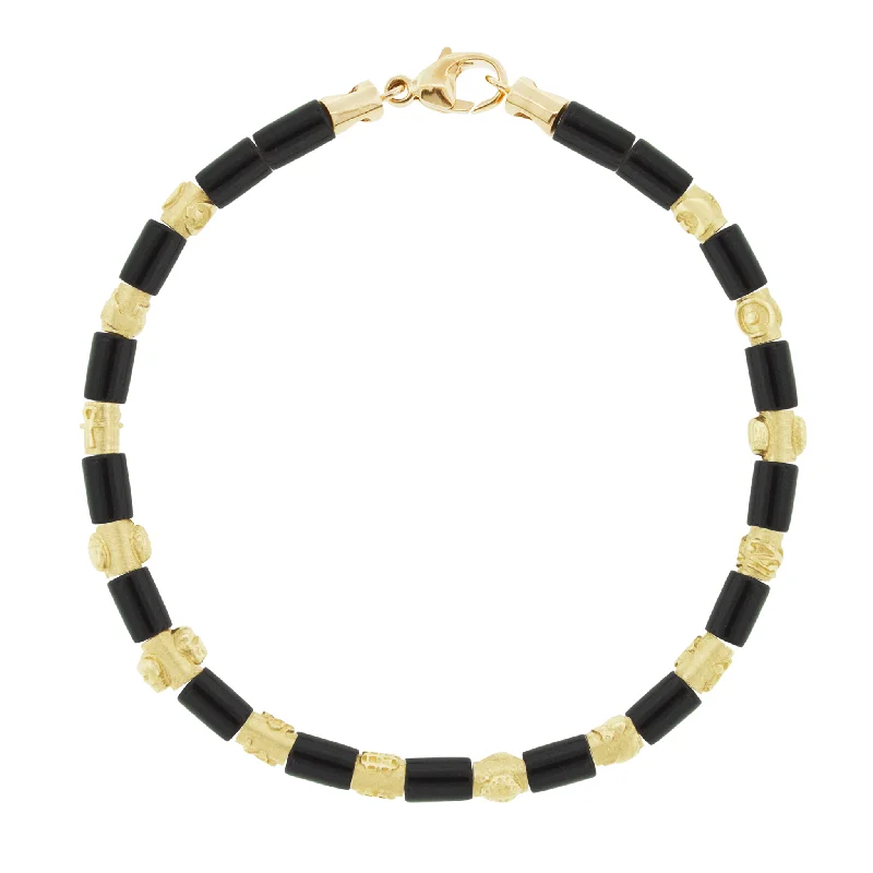 Symbol Spacers Onyx Bead Bracelet with Clasp