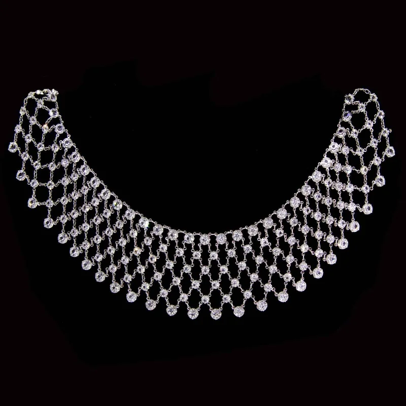 1928 Jewelry Round Vintage Austrian Crystal Bib Necklace 14"