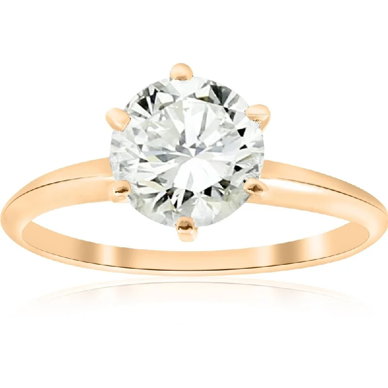 Pompeii3 14k Yellow Gold 1 1/2 Ct TDW Solitaire Diamond Engagement Ring Clarity Enhanced