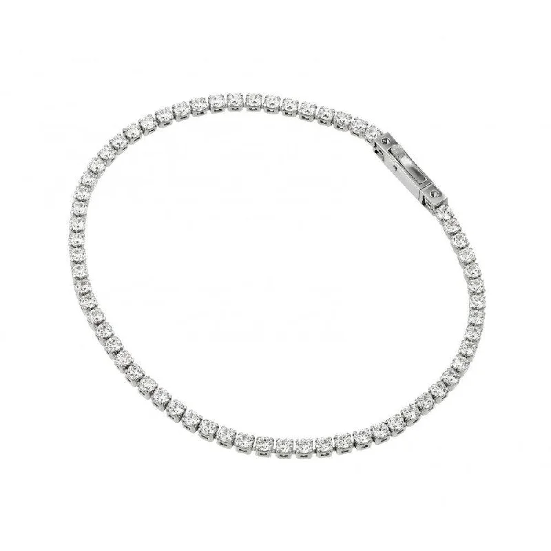 Silver 925 Rhodium Plated CZ Box Bracelet - GMB00012