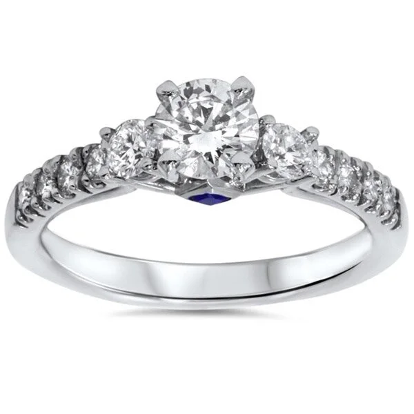 14k White Gold 1ct TDW Diamond Sapphire Accent Engagement Ring