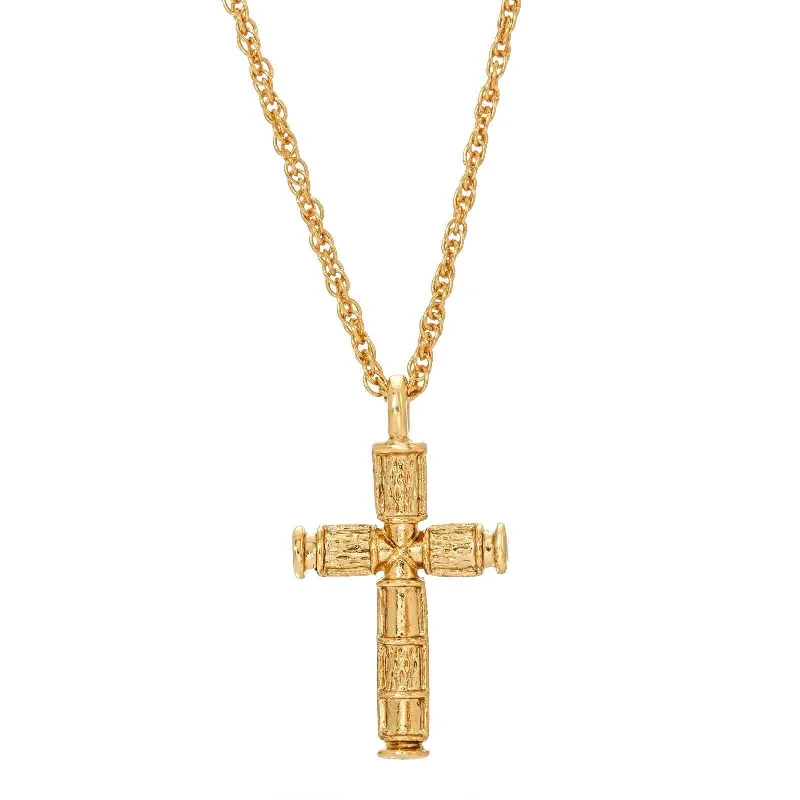 Symbols Of Faith Gold Cross Pendant Necklace 16" + 3" Extender