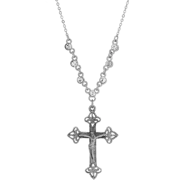 Symbols Of Faith Crucifix Crystal Accent Pendant Necklace 16" + 3" Extender