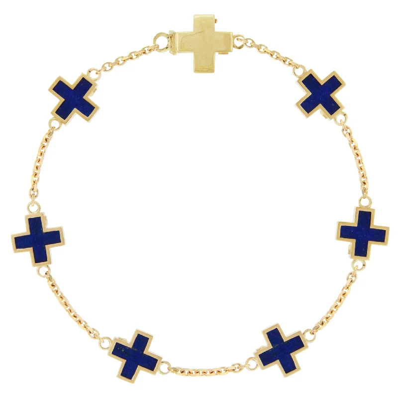 Lapis Gemstone Cross Bracelet