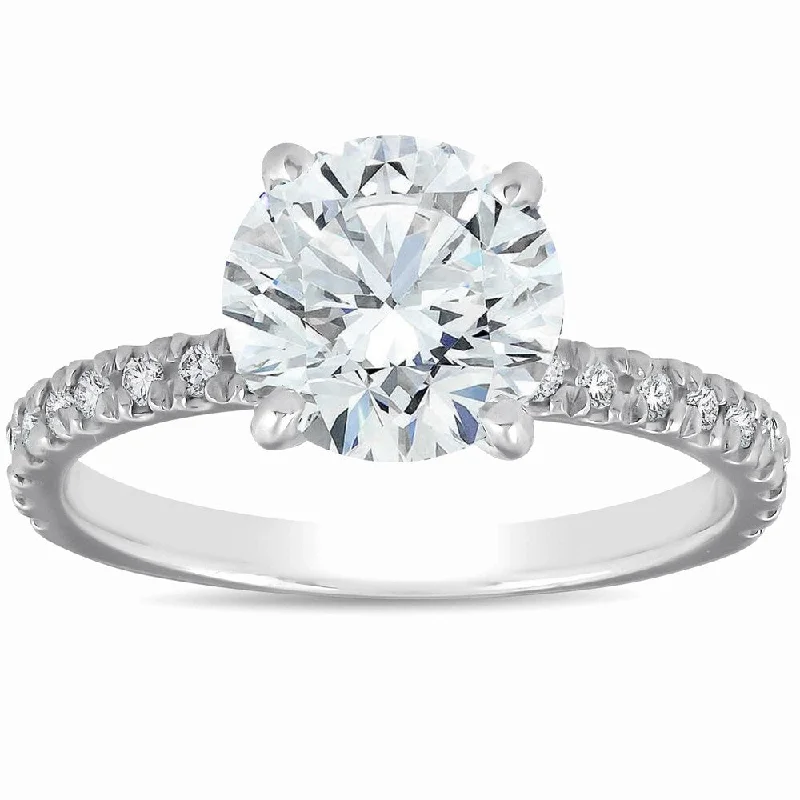 Pompeii3 14k White Gold 2 1/3 Ct TDW Diamond Engagement Ring Clarity Enhanced