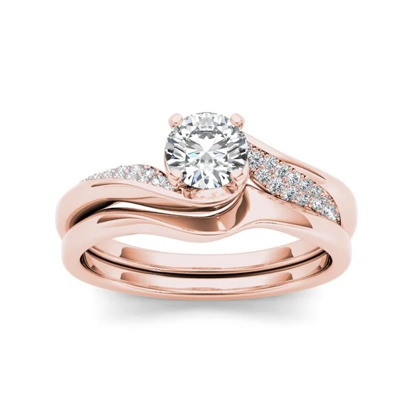 De Couer 14k Rose Gold 5/8ct TDW Classic Diamond Bypass Engagement Ring