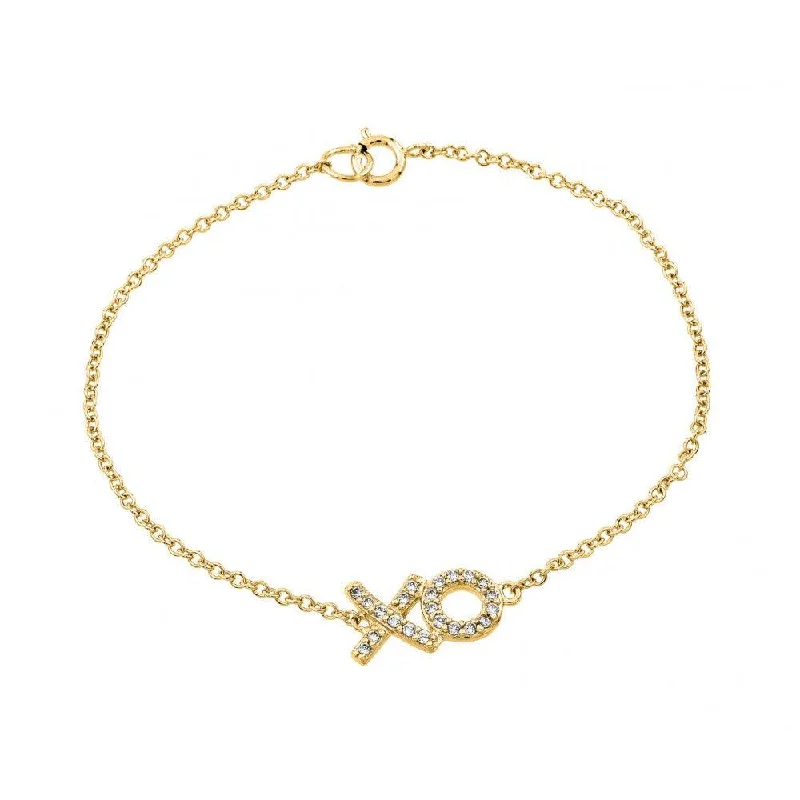 Silver 925 Gold Plated XO CZ Bracelet - BGB00190GP