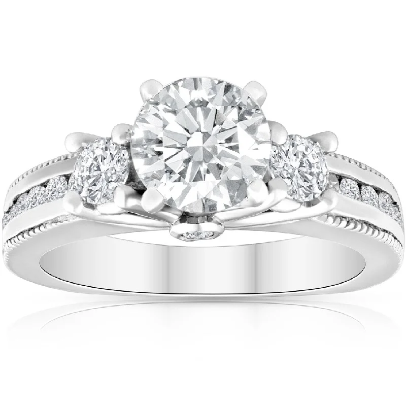 2Ct Three Stone Diamond Engagement Ring White Gold