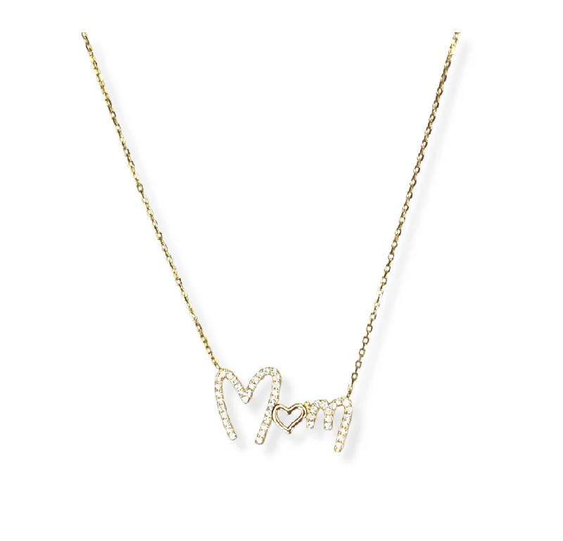 Mom Pave Heart Necklace