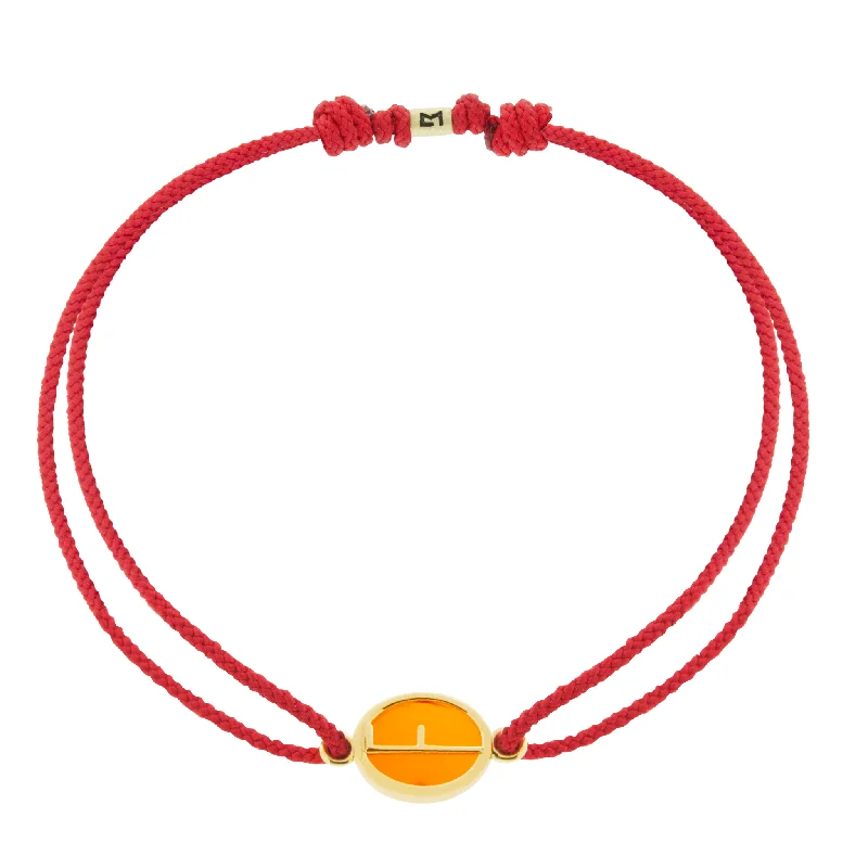 Large Carnelian Initial Cord Bracelet