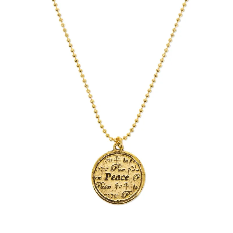 1928 Jewelry Multilingual Peace Pendant Necklace 16"