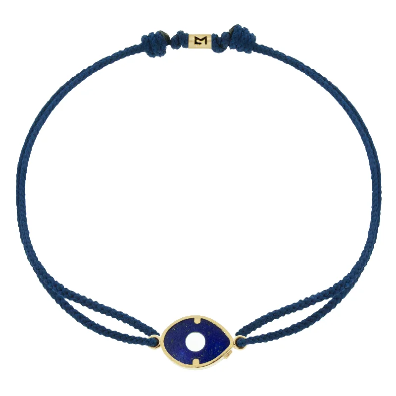 Lapis Eye on Navy Cord Bracelet