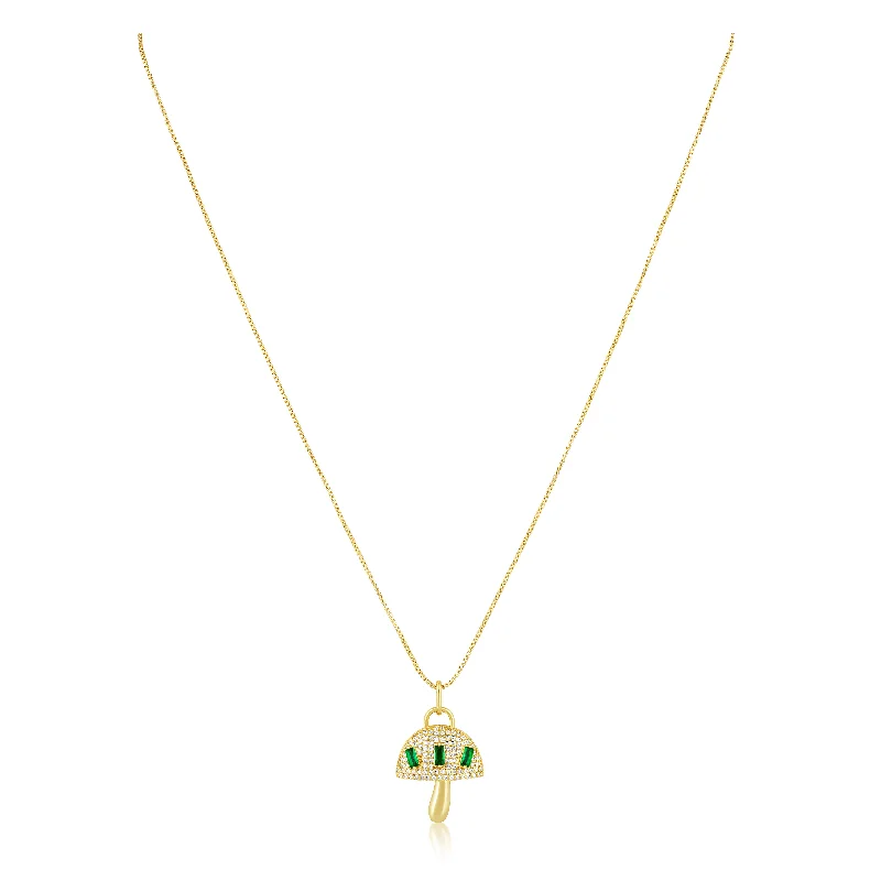 Alice Emerald Mushroom Pendant Necklace