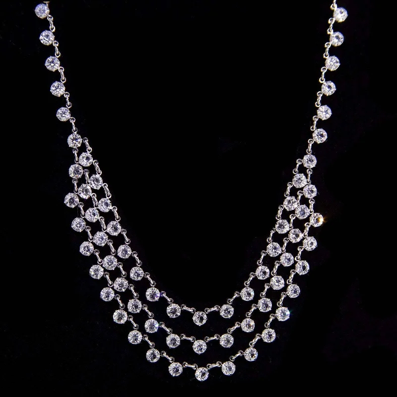 1928 Jewelry Round Vintage Austrian Crystal Draped Necklace 15"