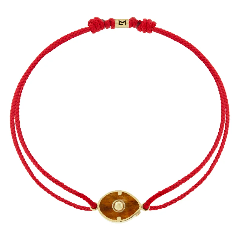 Gemstone Eye with Gold Center on Red Cord Bracelet