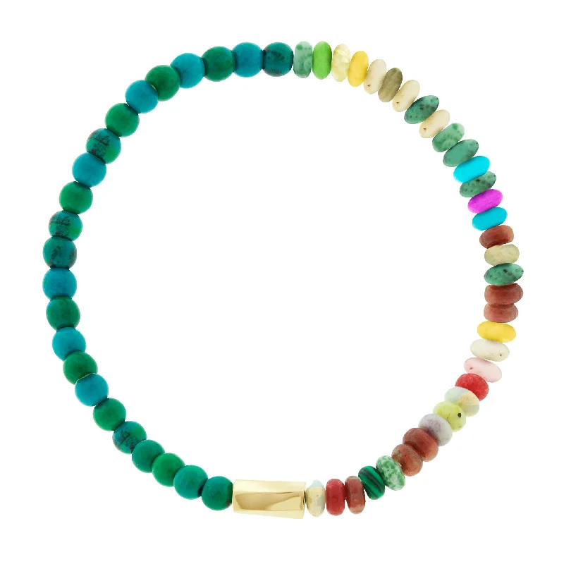 Large Twisted Hexagon Multi Gemstone Bead Bracelet