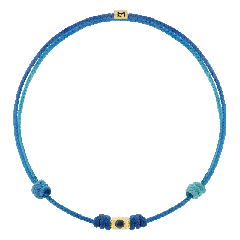 Blue Sapphire Corrugated Ingot on Cord Bracelet