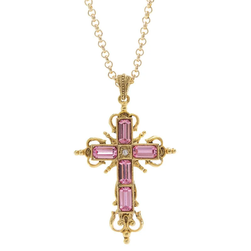 Symbols Of Faith Cavlariae Crystal Cross Pendant Necklace 18" + 3" Extender