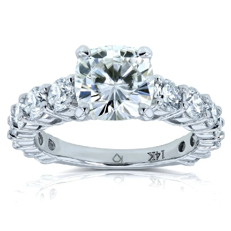 Annello by Kobelli The Lavish 14k Solid Gold 3 1/3ct TGW Cushion Moissanite and Diamond Engagement Ring