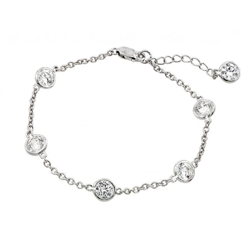 Silver 925 Rhodium Plated CZ Circles Bracelet - BGB00214